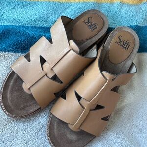 Sofft Balin Women's Tan Leather Cork Sandals Slides {9.5}